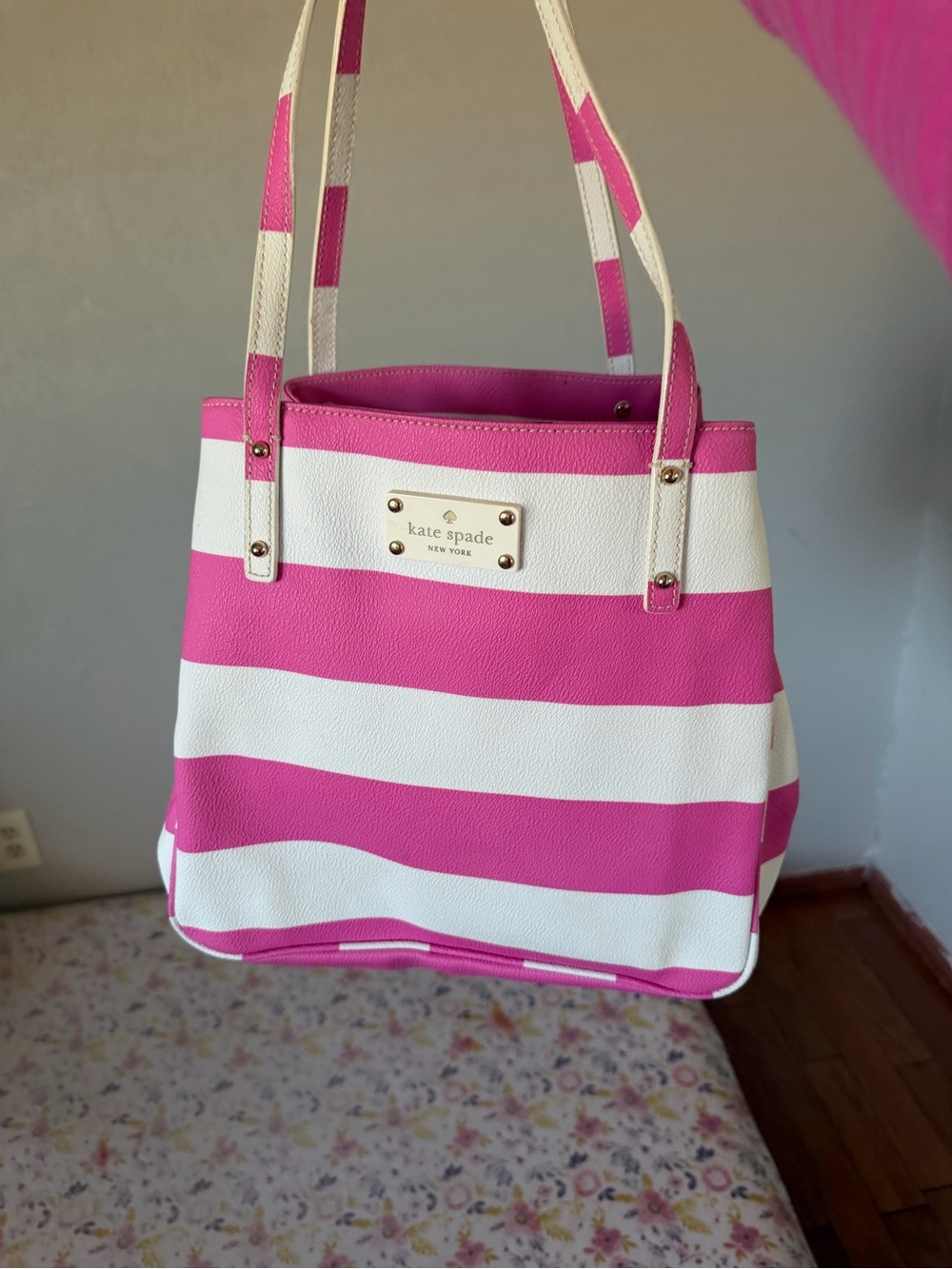 kate spade Pink & White Striped Bag